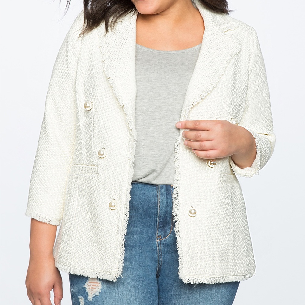 Eloquii Double Breasted Tweed Blazer